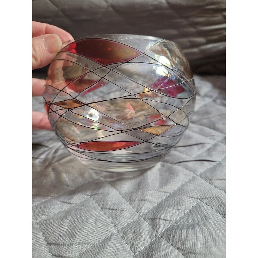retired partylite mosiac votive candle holder muti colors